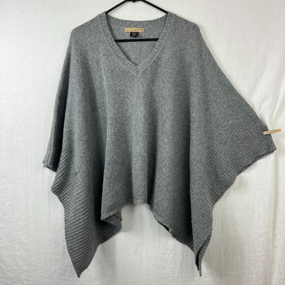 Sütü Angora Blend Vneck Cape Poncho Sweater Topper One Size Minimalist Lagenlook - Picture 1 of 8